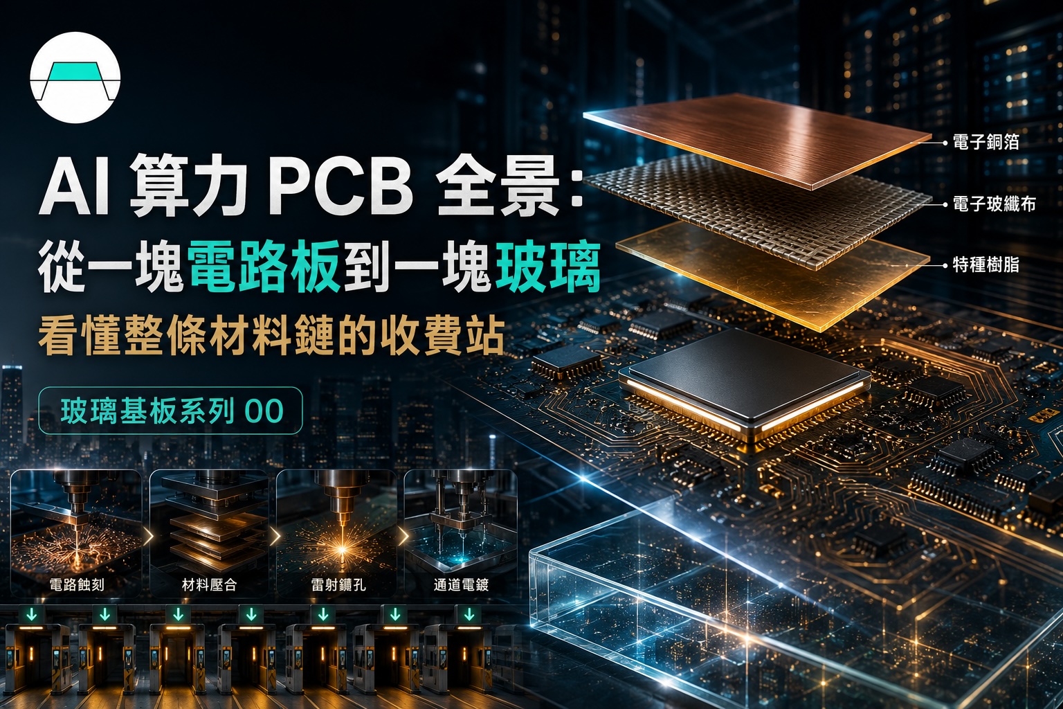 AI 算力 PCB 全景：從一塊電路板到一塊玻璃，整條材料鏈的收費站