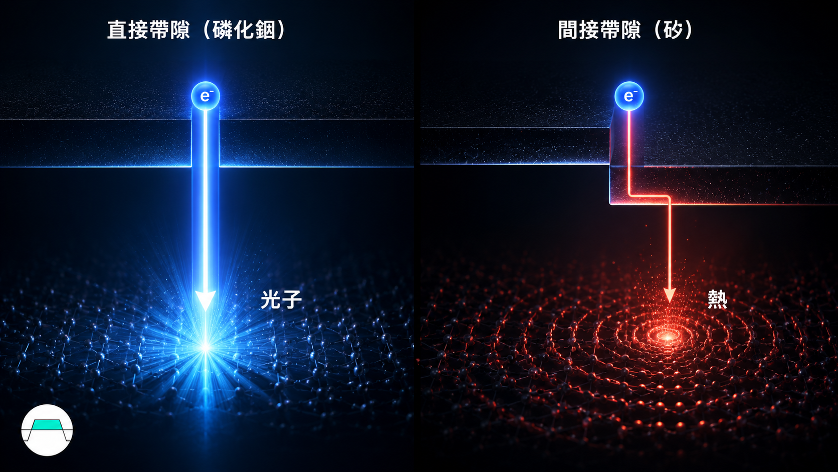 直接帶隙與間接帶隙對照：光 vs 熱