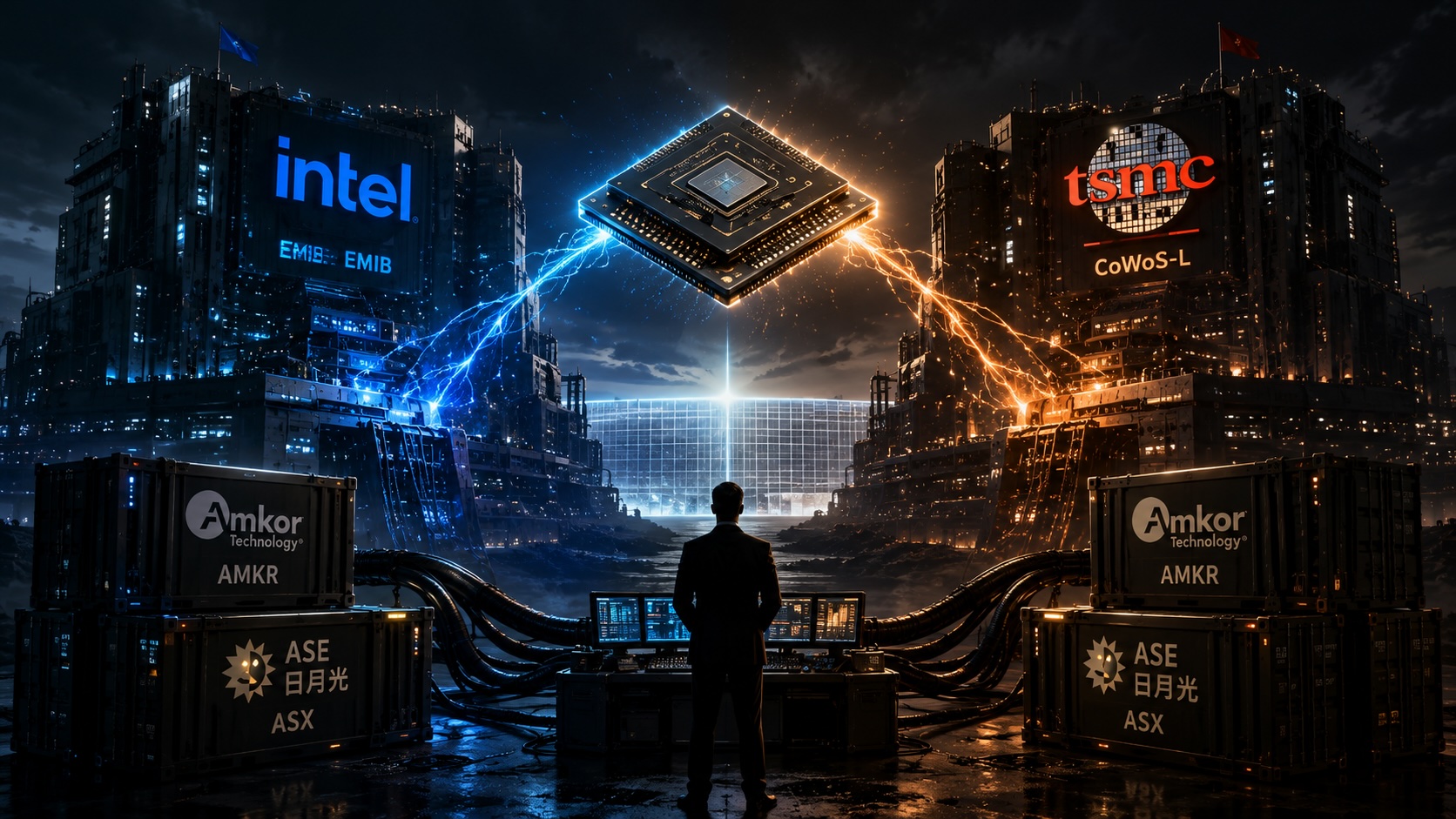 先進封裝格式戰：Intel 與台積電兩大代工巨頭爭奪 AI 晶片封裝，封測軍火商艾克爾與日月光在前景兩邊供貨
