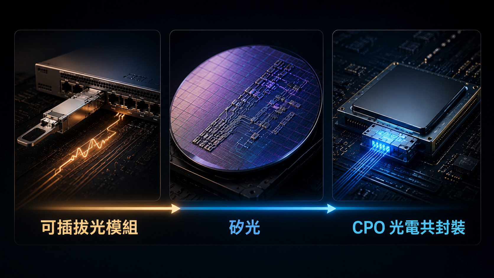 光通訊三段演進——可插拔光模組、矽光、CPO 光電共封裝